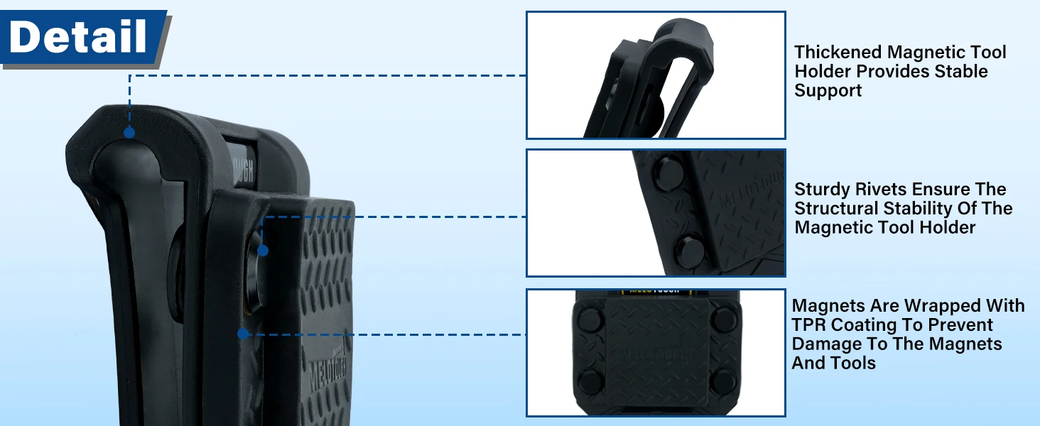 Magnetic Tool Holder Strong Magnetic Belt Clip for Screws,Nails,Wrench,Hammer,Pliers,Screwdriver,Sockets - Fits Up to 2.7" Belt