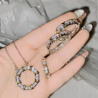 925 Sterling Silver Light Luxury Niche Design Sense Cross Zircon Ring Exquisite Bracelet Cross Round Necklace Women's Party Jewe 1