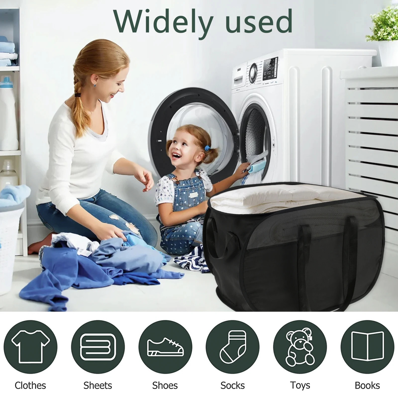 Space-saving Laundry Basket Large Collapsible Basket 