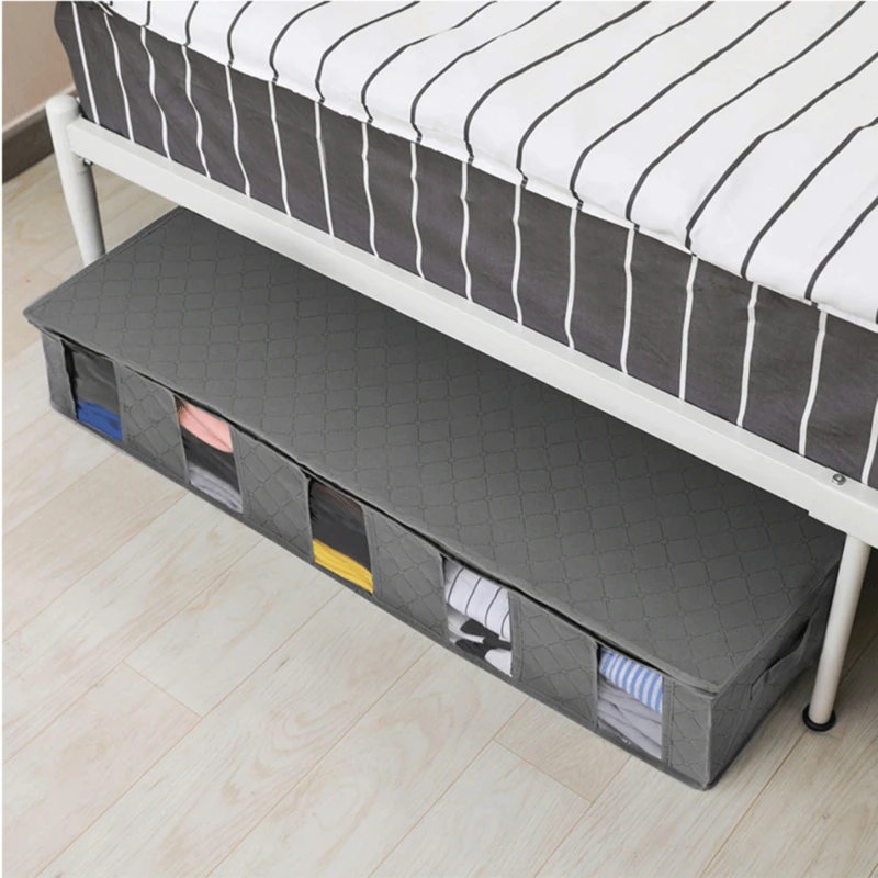Foldable Under Bed Bags Pack 5 Grid Under Bed Storage Boxes Thick