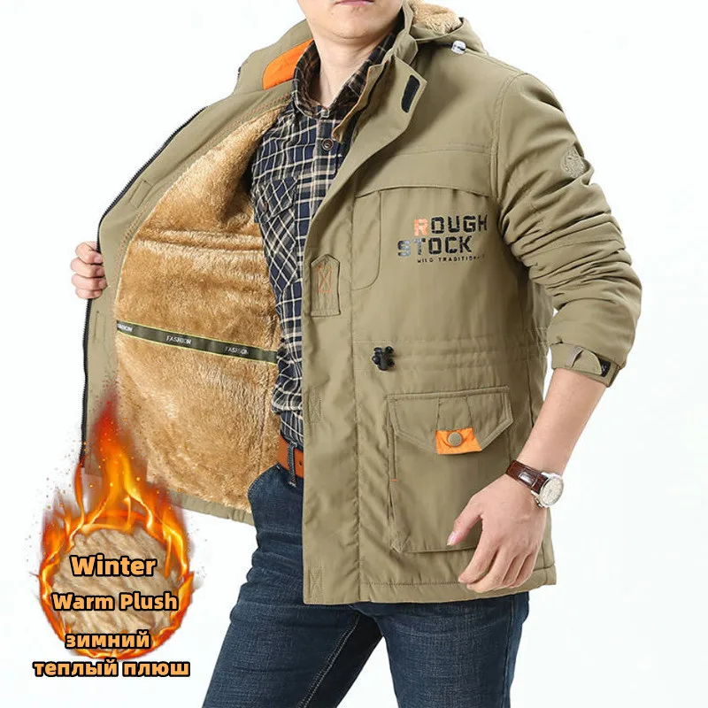 thumbnail image 1 of Nuevas chaquetas tácticas para exteriores de invierno para hombre, cazadora militar de longitud media para acampada M65 de felpa cálida con múltiples bolsillos del Ejército de EE. UU., gran oferta, 1 of 4