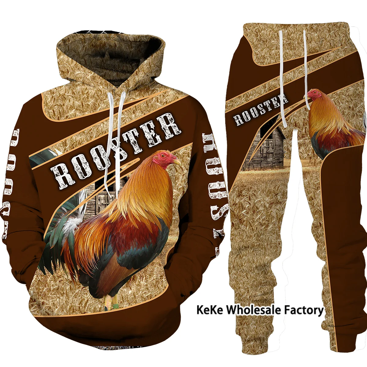 Autumn Man Hoodies Cool Pheasant Rooster Hunting Camo Sweatshirt+Pants Set 3D Printed Cock Animal Male Sportwear Tracksuit cool rooster hunting camo 3d printed hoodies sweatshirt male sweatpants set unisex men s tracksuit fashion men s clothing suit