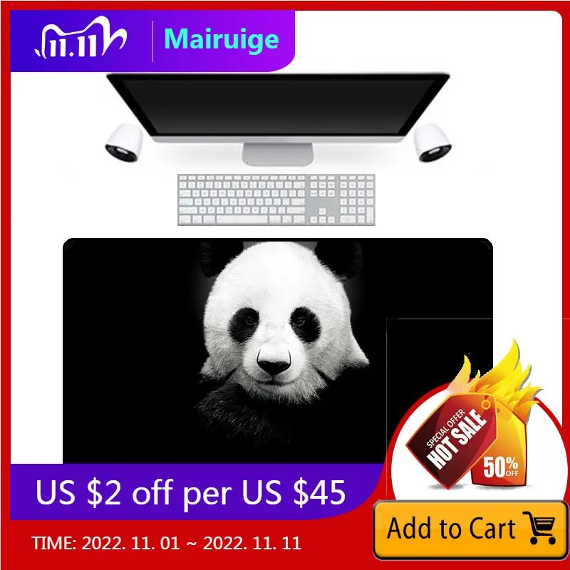 

Mairuige Big Promotion Large Size Multi-size Locked Mouse Pad PopularWhite and Black Panda Pattern PC Computer Notebook Desk Mat