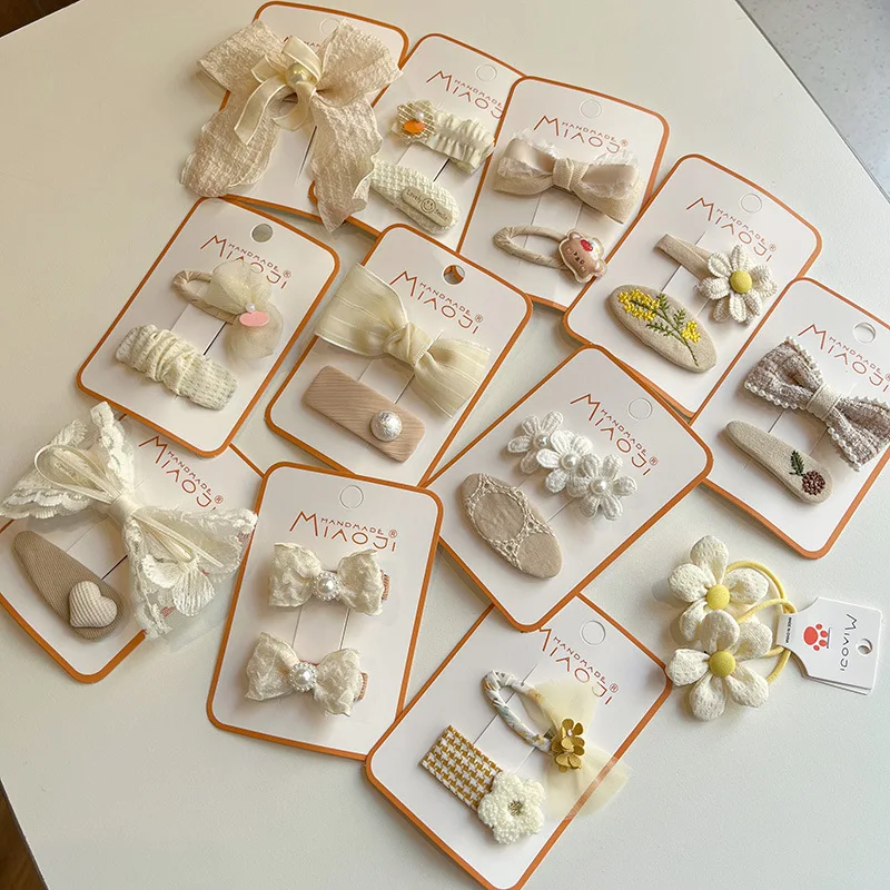 2 teile/satz Mädchen Stoff haarspangen mädchen Baby niedlichen Bogen haarspange Kinder Blumen haarklammer Spitze Stickerei Haarnadeln und Clips Haarschmuck