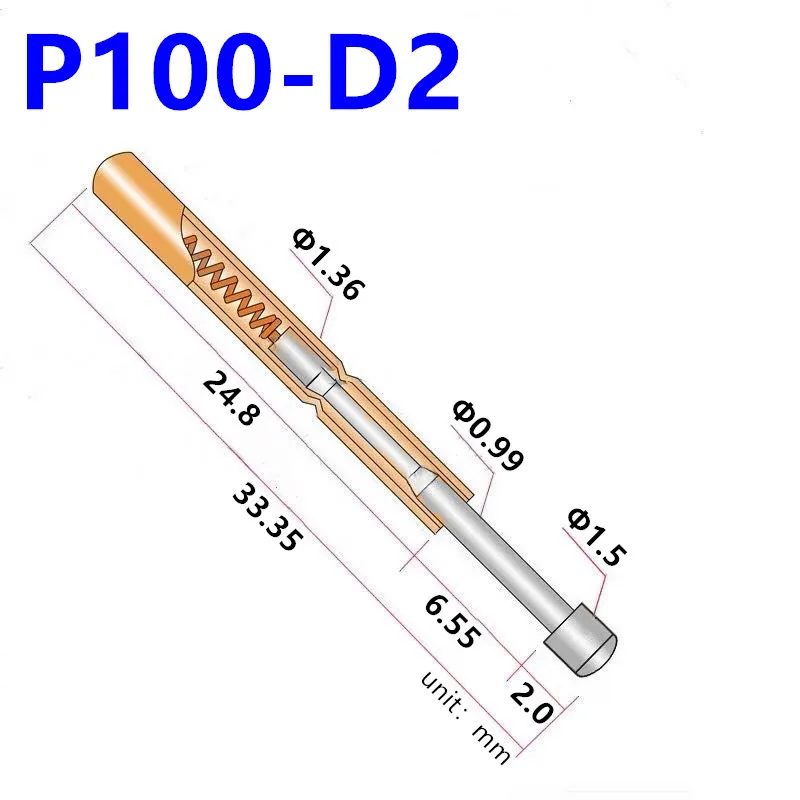 P100 Serie Nickel Überzogene Messing Feder Test Sonde Test Pin Pogo Pin Elektrische Erkennung Nadel PCB Test Werkzeug P100-B P100-B1 – Detail 12