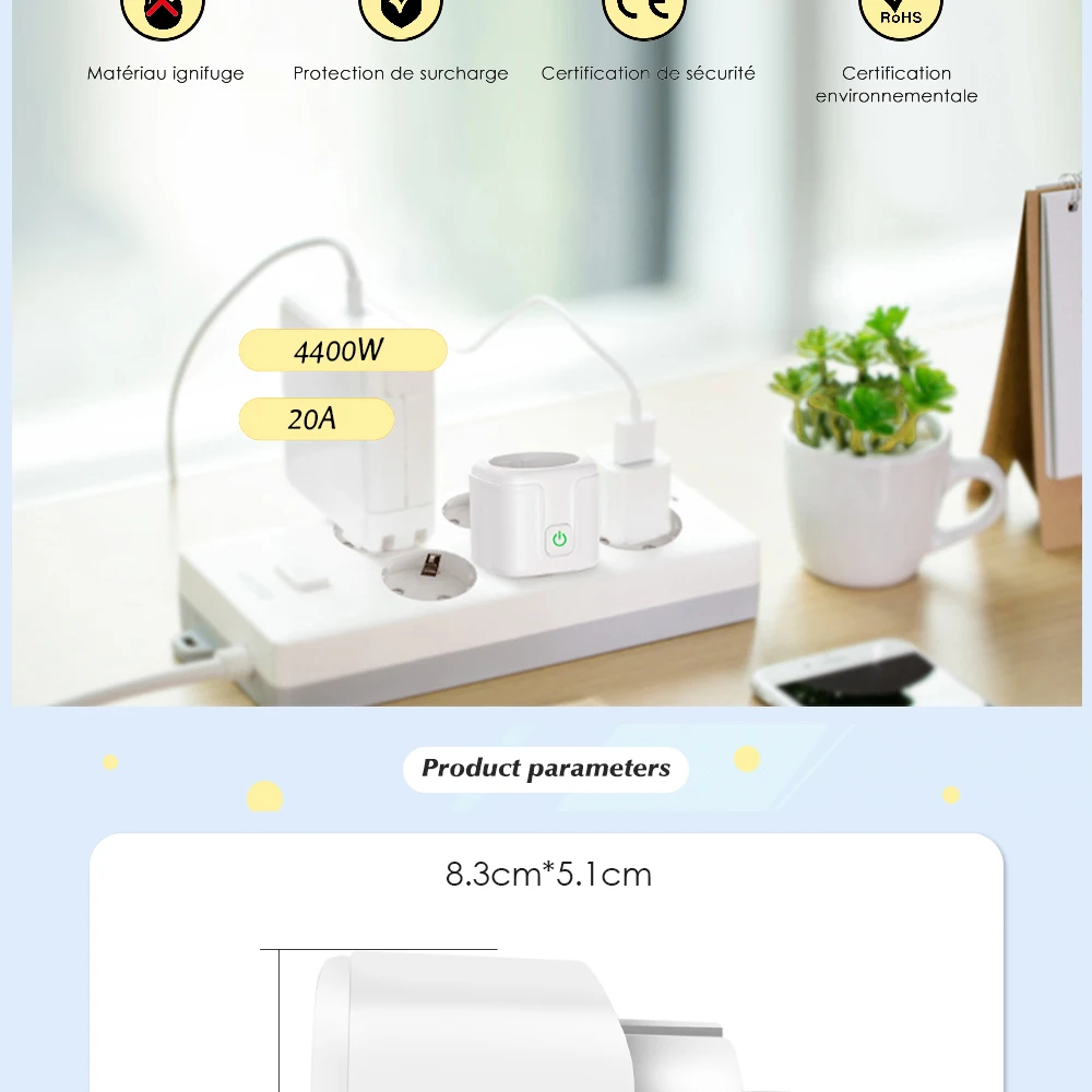 de Energia, Tomada Remota, 20A, Tuya, WiFi,