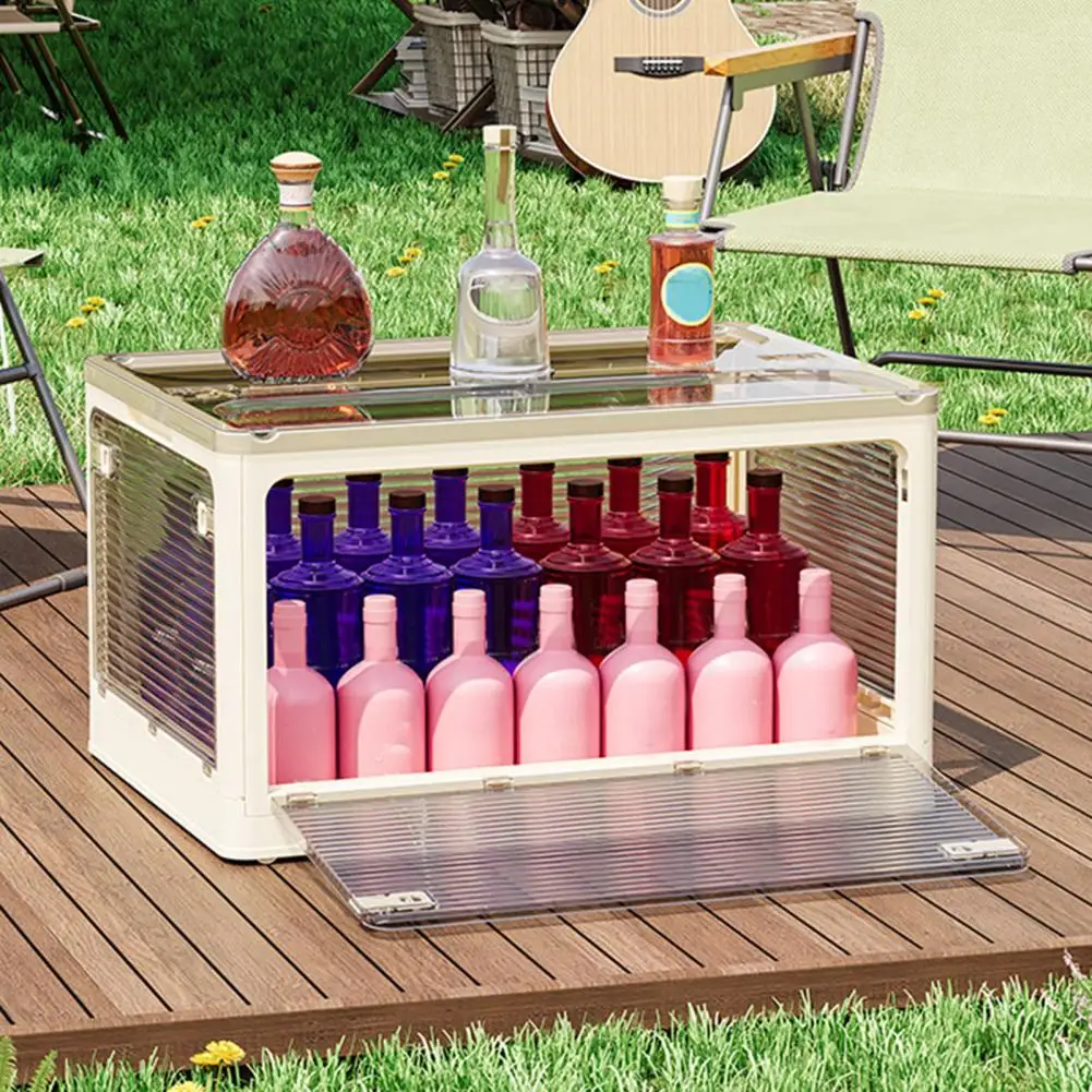 

Secure Closure Storage Box Home Organization Containers Capacity Foldable Storage Box with Transparent Baffle Doors for Home
