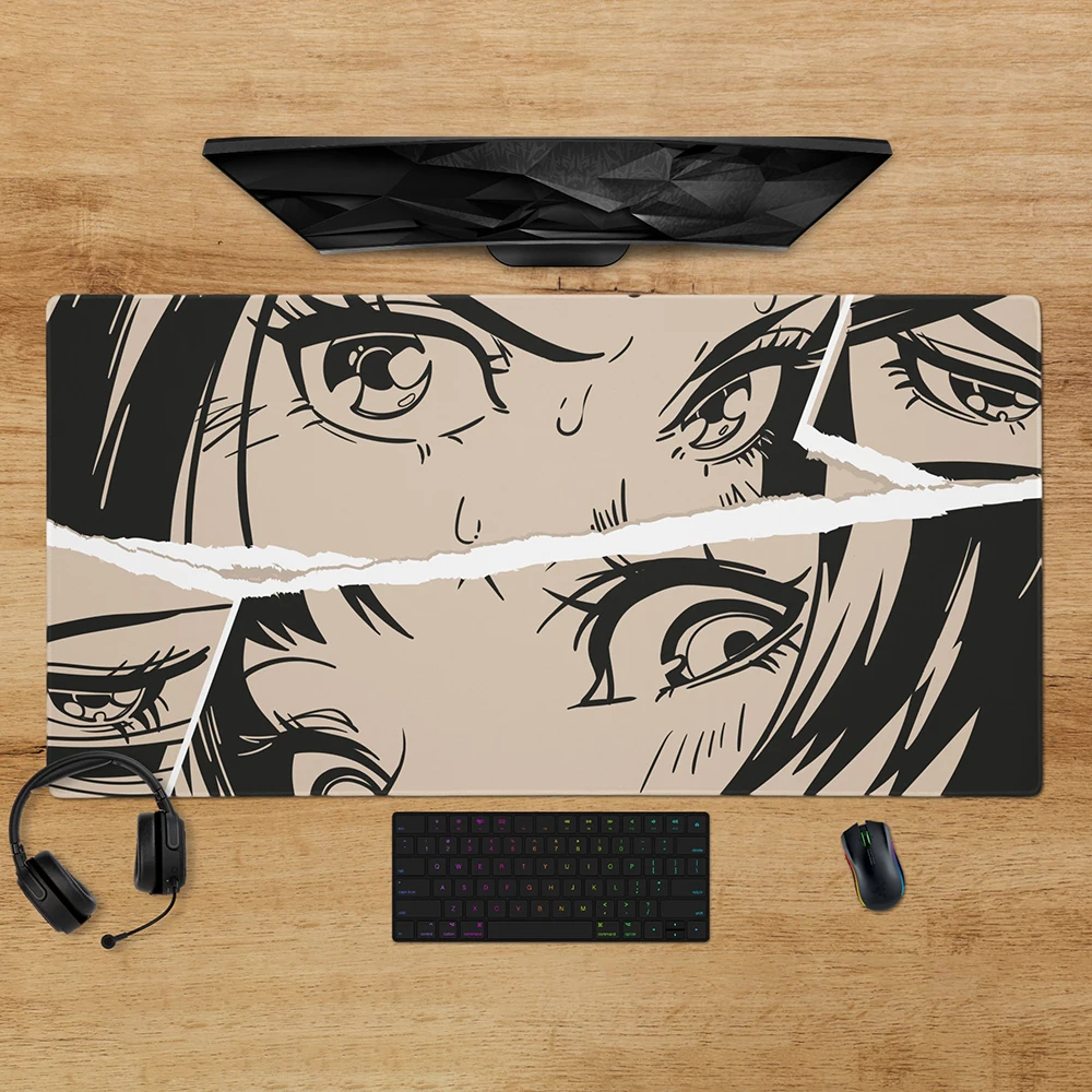 Anime Girl Manga Desk Mat, Manga Aesthetic Game Large Mouse Pad XXL Natural Rubber Non-slip Mat Computer Decoration