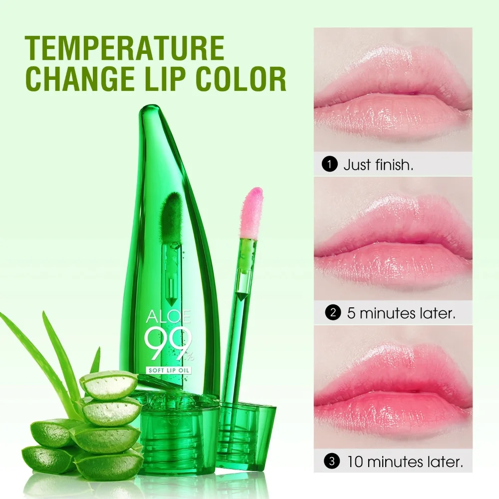 Aloe Vera Color Changing Lip Gloss Moisturizing Lip Oil Waterproof Long-Lasting Shine Easy Apply Safe for All Xmas & Halloween