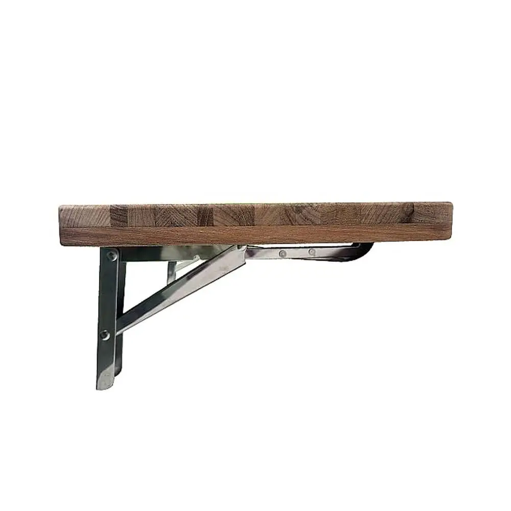 Teak Wood Folding Shower Seat Bench 24" Wall Mounted with Slots Wood Rounded Edges Easy Installation Non-ADA Compliant 4.24KG 4