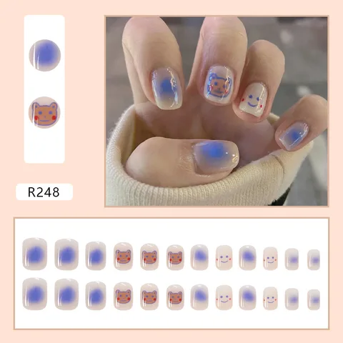 Checkerboard Fake Nails Press on False with Designs Set Fashion Save Time Wearable Manicure Patch False Nails With Glue