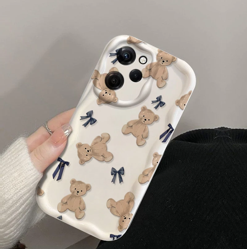 Cute Bow Teddy Bear Silicone Cartoon Phone Case Cover
