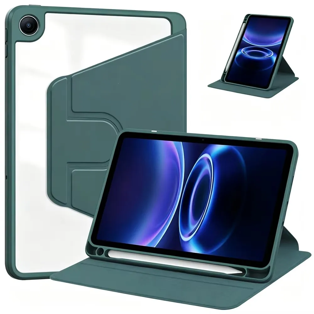 Rotating Stand Tablet Case with Pencil Holder and Acrylic Back