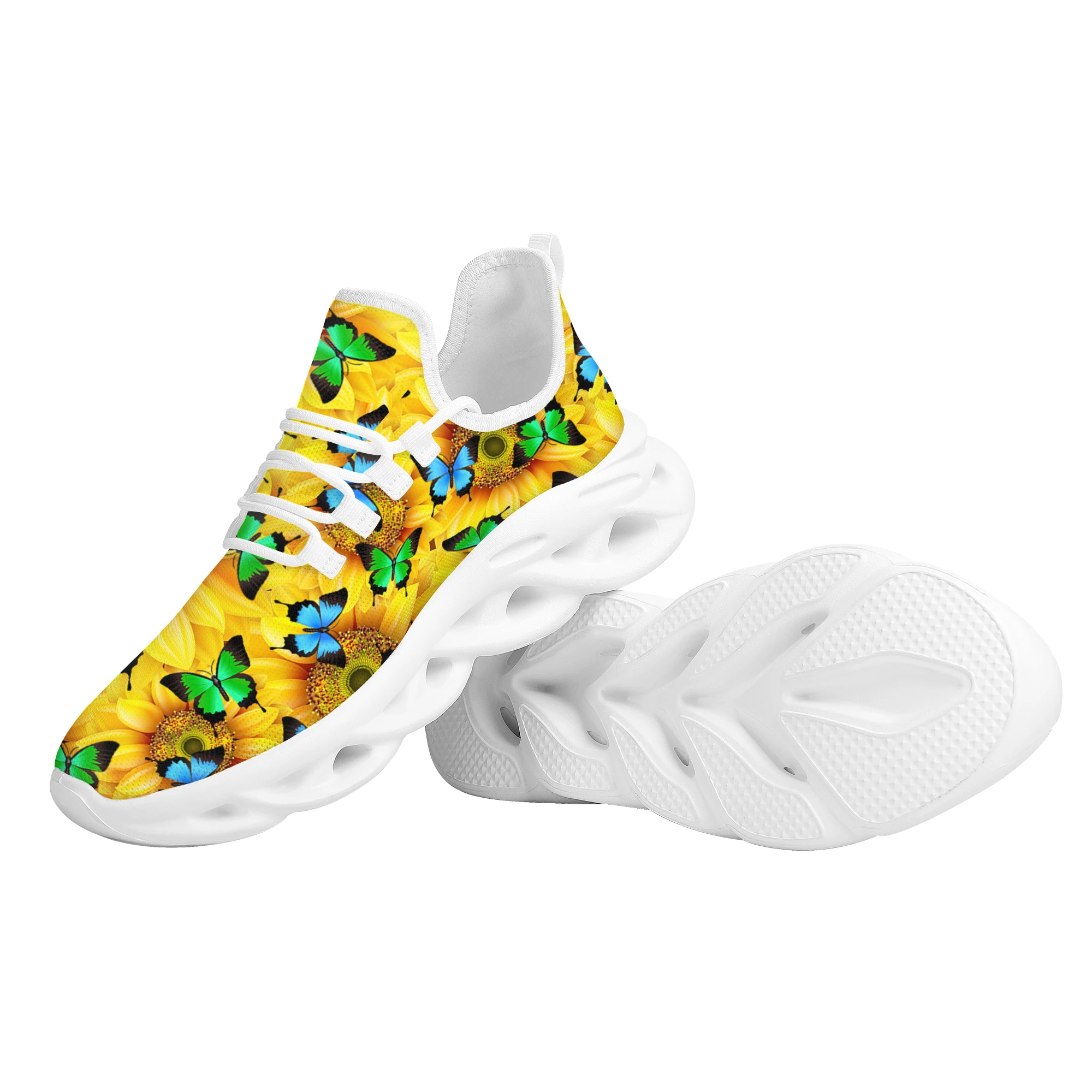 INSTANTARTS Fashion Elasticity Sneaker for Women Sunflower Butterflies Print Casual Footwear Brand Design Vulcanized Shoes 2022