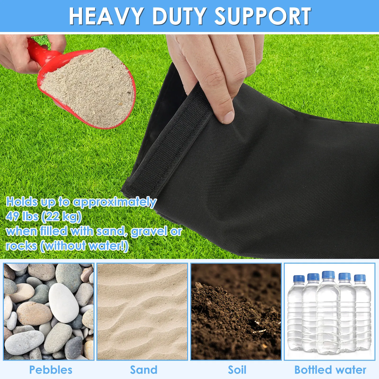 2Pcs Oxford Cloth Arched Sand Bags Weatherproof Fillable Outdoor Furniture Sandbags Tear Resistant Umbrella Base Weight Bags