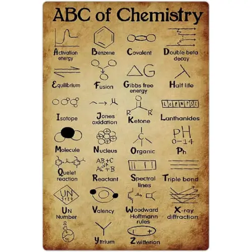 

АБС-пластик по химии, ретро металлические жестяные знаки, химия, базовые знания, Плакаты 12x8 дюймов