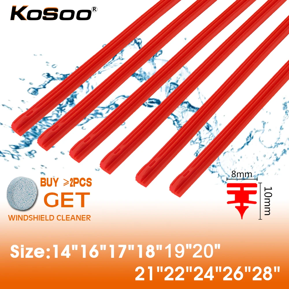 

1PCS Car Wiper Blade Windscreen high-end red silica gel Replacement Strip 8MM 14"16"17"18"19"20"21"22"24"26"28" Auto Accessories