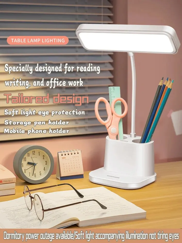 Desk Lamp Eye Protection Study Dormitory Rechargeable Writing Reading Bedroom Bedside Lamp 3800 Battery Life Stepless Dimming desk lamp