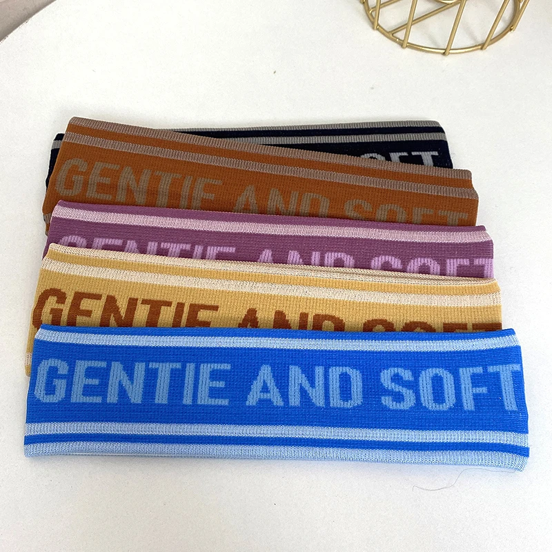 Einfachheit Brief Sport Fitness gestrickt Haarband neue Männer und Frauen laufen Yoga schweiß absorbierende breite Kante Stirnband Kopfschmuck – Detail 3