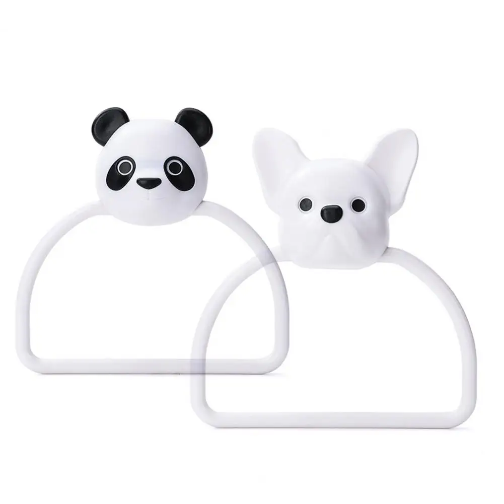 

180-degree Rotating Towel Rack Cute Bear Shape Towel Hanging Rod Space-saving Wall Mounted Organizer for Bathroom Kitchen No
