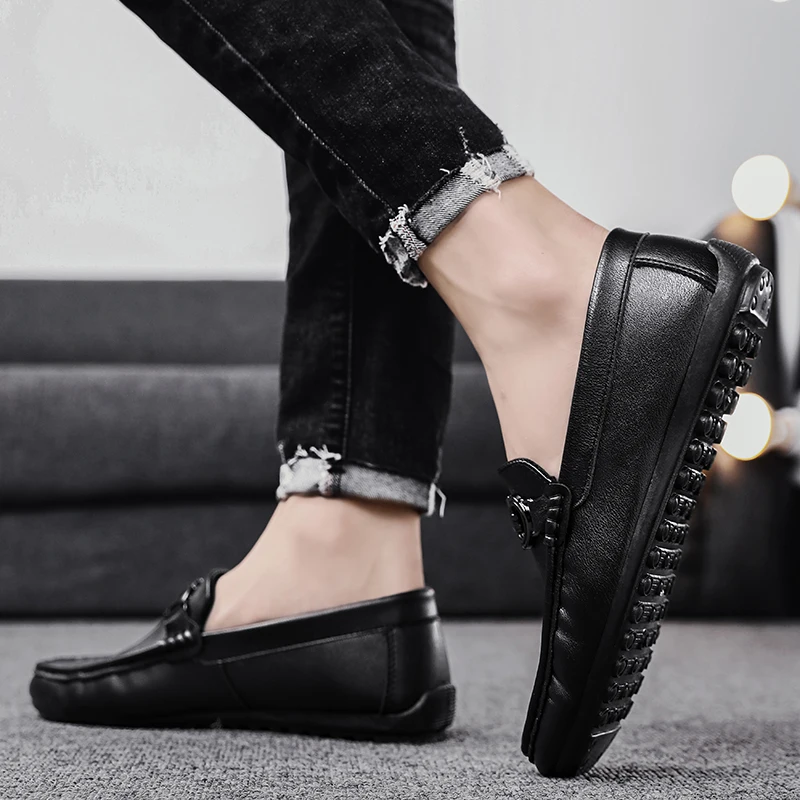 2024 New Men's Casual Fashion, Men's Boat Shoes, Driving Shoes, Men's Bean Shoes, Soft Sole Casual Leather Shoes