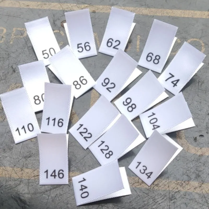 50pcs Satin print Size Label for Kids Number 56-146 Garment Sizing Labels clothing labels,garment labels,sewing labels