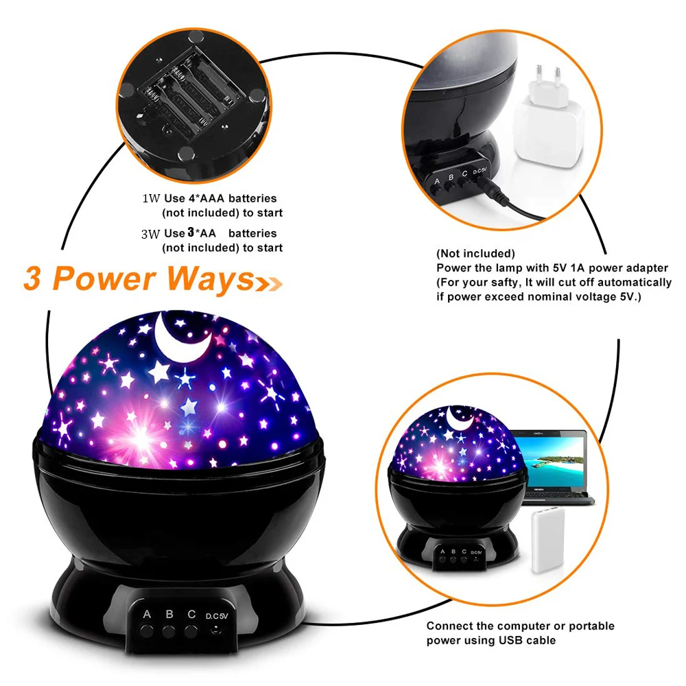 Star Projector Night Light Lamp Fun Gifts for Girls and Boys Rotating Star Sky Moon LED Lights Projector for Kids Bedroom Decor 4