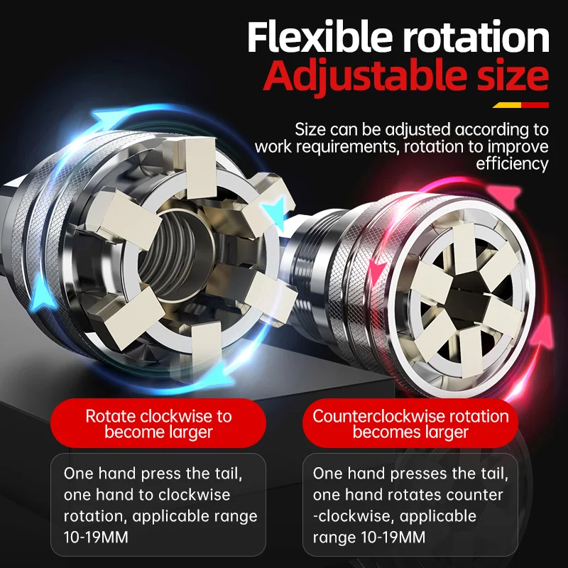 HUHAO Electric Drill Magic Sleeve Converter Drill Bit Adapter Adjustable 3/8-3/4 inch10mm to19mm Multifunctional Wrench Tool 2