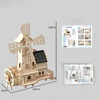 Maisons de moulin à vent solaire, modèles d'assemblage artisanaux pour enfants, puzzles en bois 3D, expériences scientifiques éducatives 5