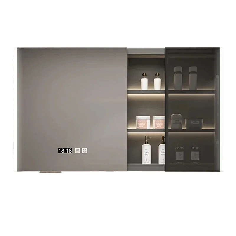 Wood Bathroom Smart Mirror Cabinet Wall Mounted Beauty Makeup Bathroom Mirror Cabinet for Storage Home Furniture
