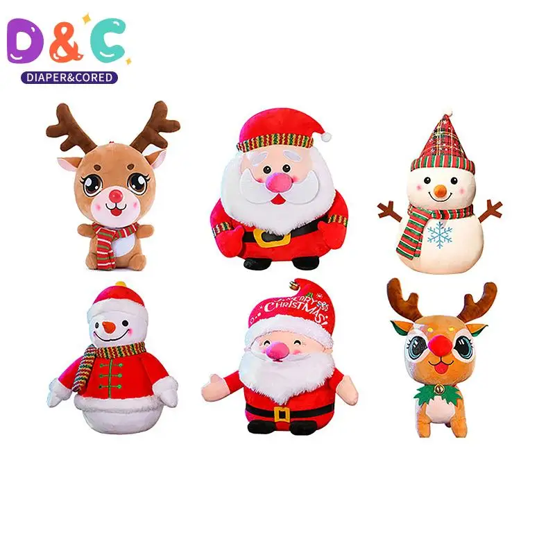 

Cute Christmas Series Doll Santa Claus Elk Plush Toy Stuffed Soft Snowman Deer Toys for Kids Girls Xmas Gift Decor Props