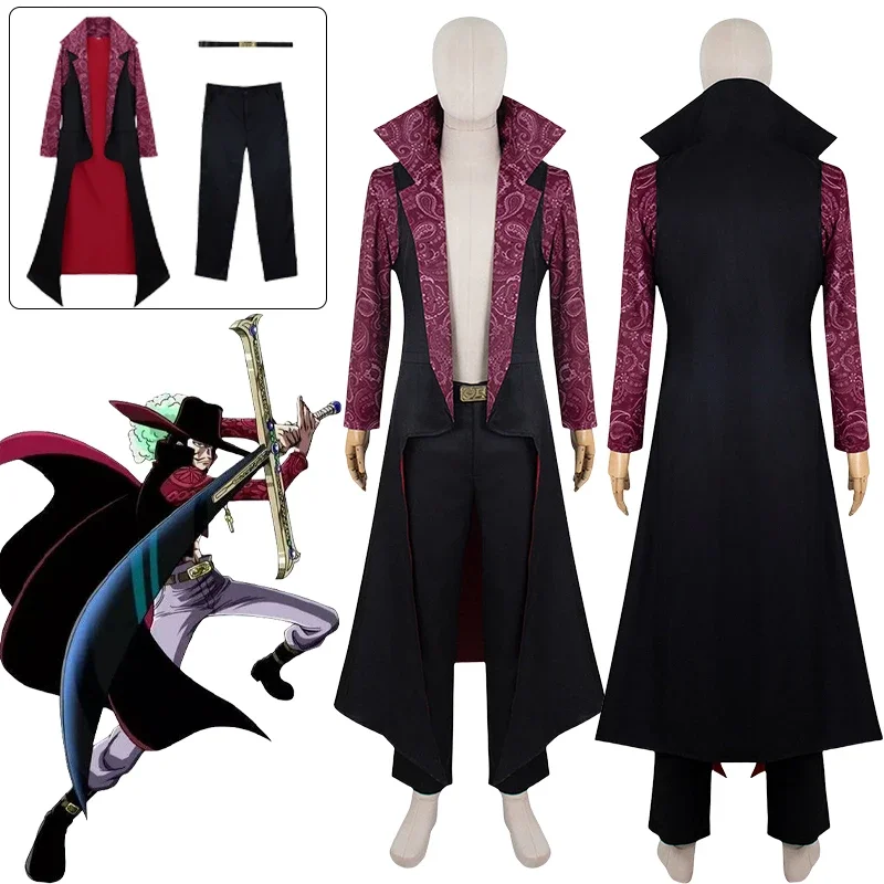  NVRUCS Cosplay Costume Anime One Piece Dracule Mihawk Coat  Cloak Pants Outfits Halloween Party Uniform (X-Small) : Clothing, Shoes &  Jewelry