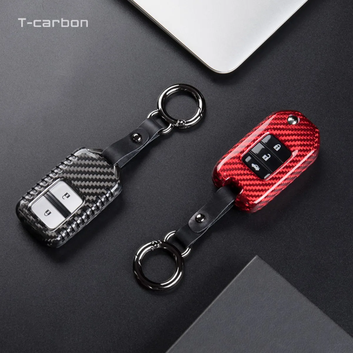 T CARBON Carbon Fiber Key Case Key Shell For Honda Civic City Fit HR V