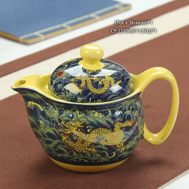 Čínska keramická čajová súprava Kung Fu porcelánová čajová šálka sada kanvíc Dračí čajník šálka Kungfu čajová súprava Puer Oolong čajový riad