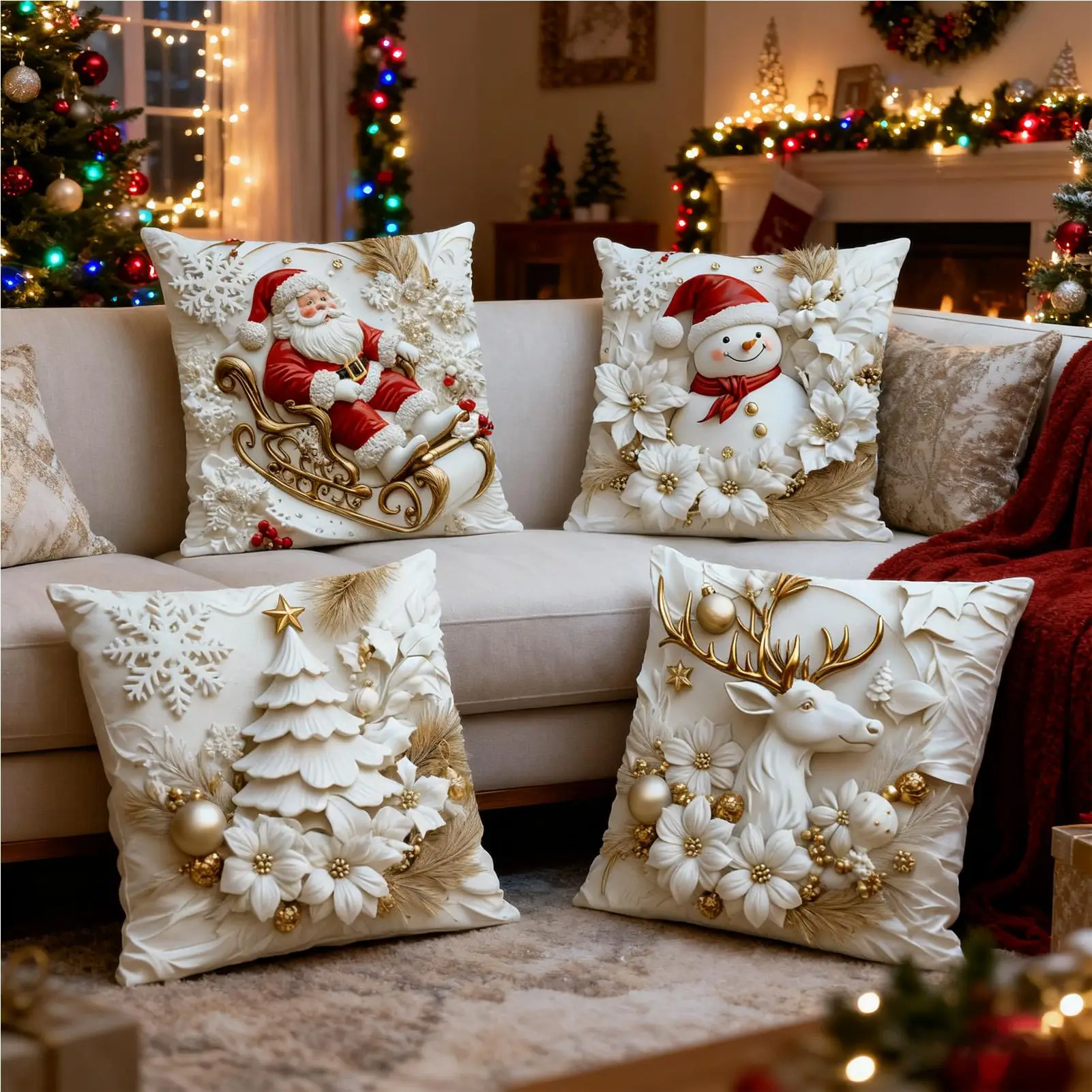 Christmas Pillowcase Modern Decor 18x18inch Christmas Pillows For Couch For Home Room Bedroom Living Couch Sofa Bed Patio Porch