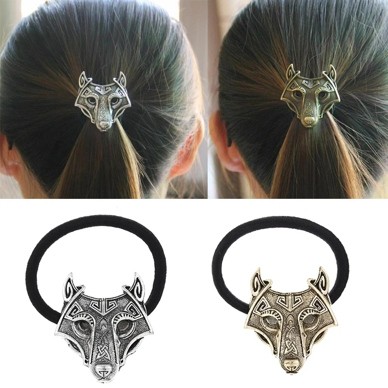 

Vikings Wolf Elastic Hairband Retro Norse Mythology Rope Headband Headwear Hair Accessories for Women 3 Colors Factory Direct
