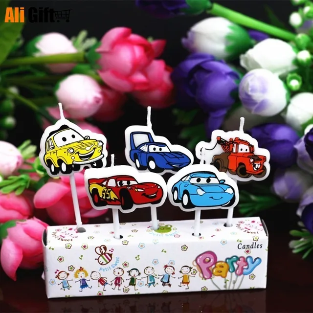 5 Db/Tétel Kreatív Illatos Születésnapi Esküvők Rajzfilm Autók Gyertyák Lángtalan Torták Gyermekeknek Ajándékok Dekoráció - Image 3