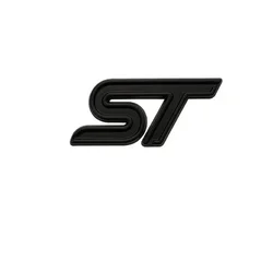 Sleek 3D Metal RS Logo Car Steering Wheel Emblem Sticker - Steering wheel (ST Full Black)