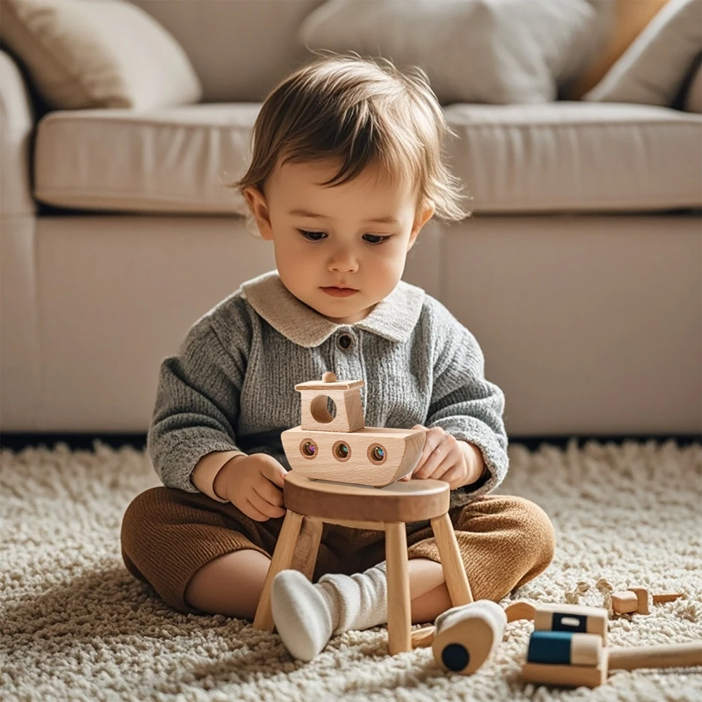 Montessori Baby Ship Toys Educational Games Kids Toddler Wooden Boat Toys For 1 2 Years Creative Montessori Game For Children 5