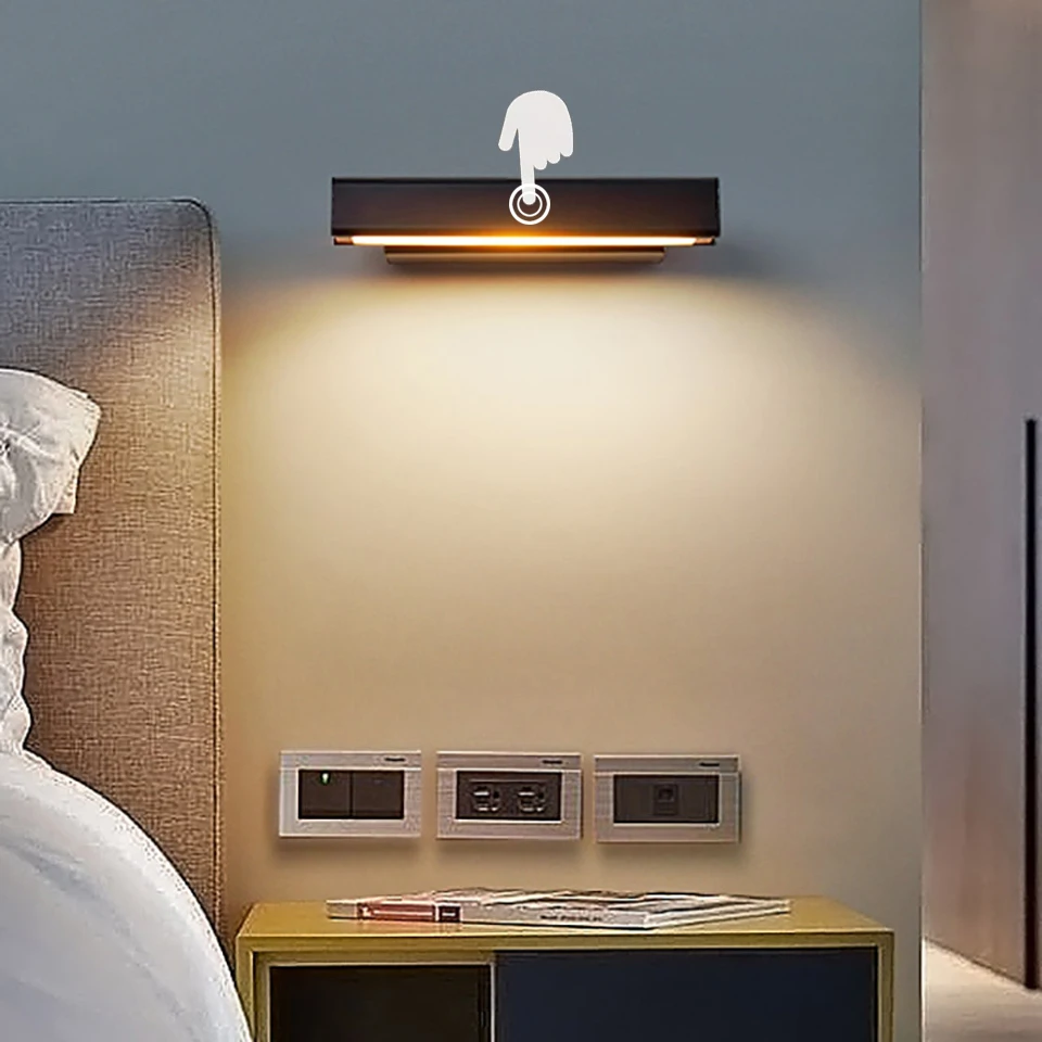 

Indoor Wall light Touch dimming Switch 350° Rotatable 9W LED Wall lamp simple lighting for bedside staircase corridor fixture