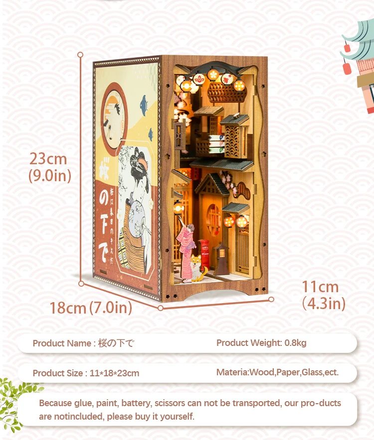 Cutebee-DIY Miniatura Casa Livro Nook, Estante Inserir,