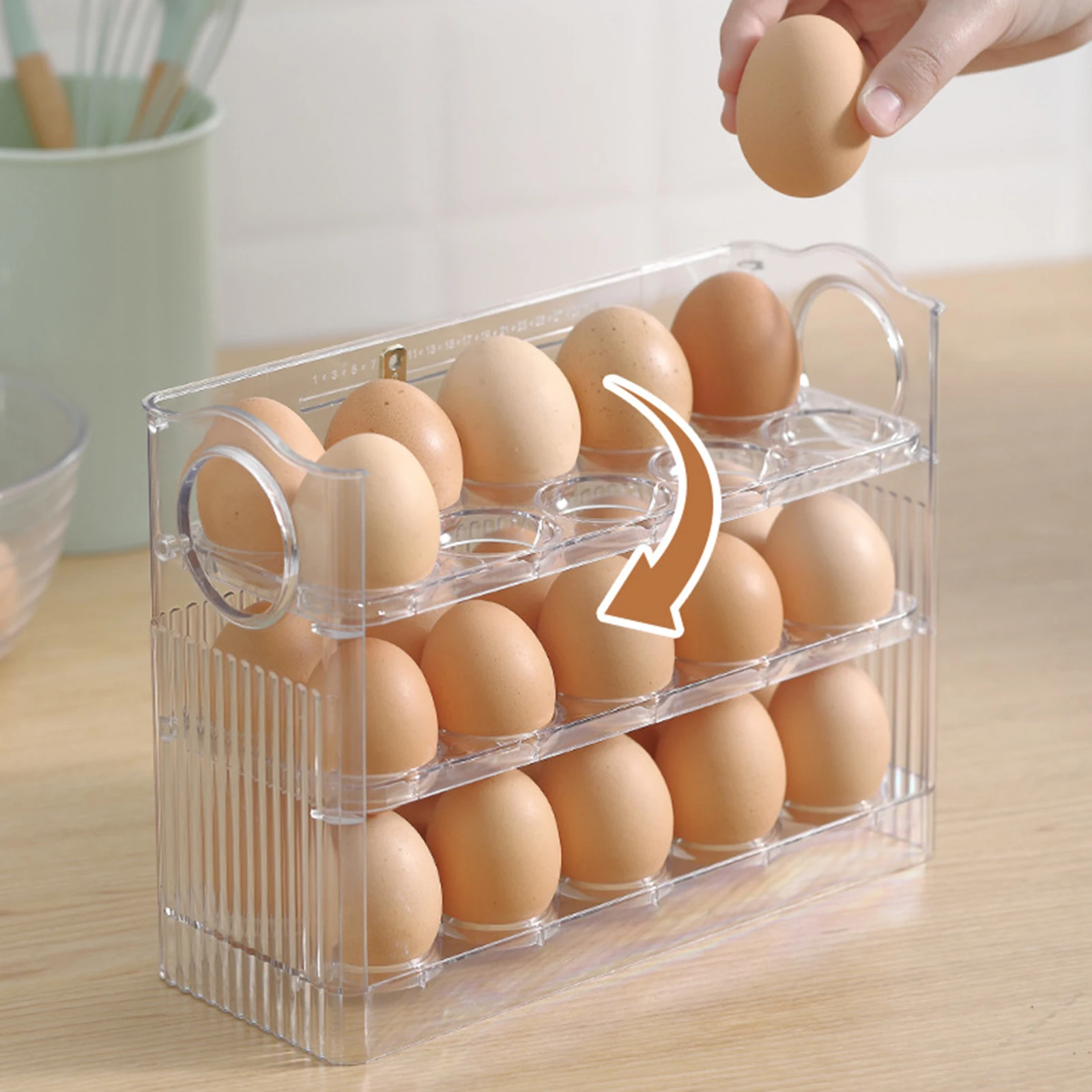 Держатель для яиц в холодильнике, 3-уровневый флип-подставка для .