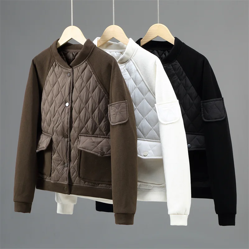 

Женские зимние пальто, комбинированные куртки с хлопковой подкладкой, бейсбольная одежда, теплый топ в стиле пэчворк, пальто, женские стеганые пуховые хлопковые пальто