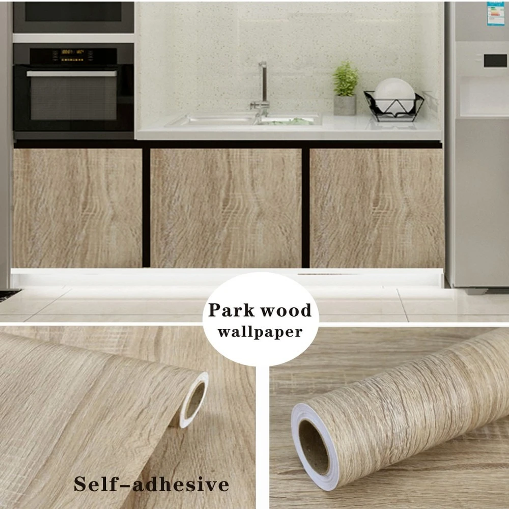 Wood Grain Kitchen Wallpaper Selfadhesive Waterproof Wall