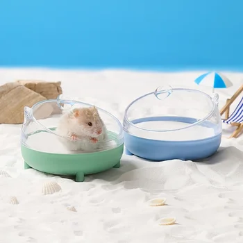 Bacino di sabbia per criceti, scatola di sabbia, WC, bagno, casa per animali domestici, contenitore per bagno di sabbia trasparente per orsi dorati, scoiattolo, piccolo bagno per animali domestici