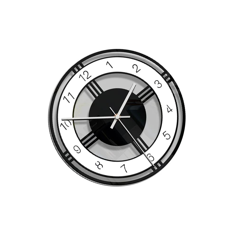 Black & White Round Wall Clock – Silent Acrylic Home & Office Decor 3