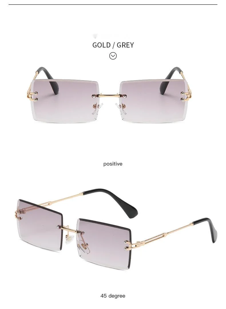 Lunettes de soleil sans cadre, dégradé carré, pièce d'océan, à la mode, pour célébrités d'internet, Photo de rue, nouvelle collection_voghion.com