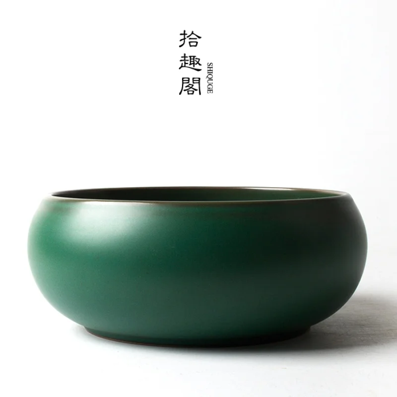 

Handmade Coarse Pottery Tea Basin Cup Wash Jingdezhen Ceramic Washing Tea Basin Tea Residue Barrel Jianshui Large Kung Fu Tea Se