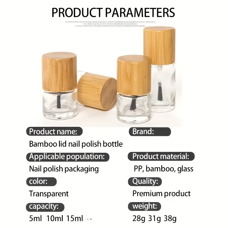 2 Stück Leere Nagellackflaschen 10 Ml Mit Bambus-Deckel & Pinsel – DIY Nagelkunst