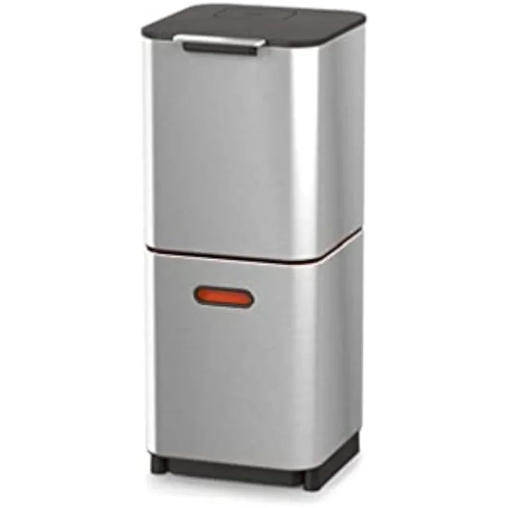 Joseph Joseph Totem Compact 40 liter Waste Separation and Recycling Kitchen Trash Can with odor filter and removable food waste